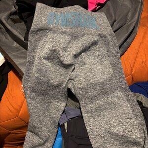 Gymshark Gray Seamless Leggings with Blue Logo